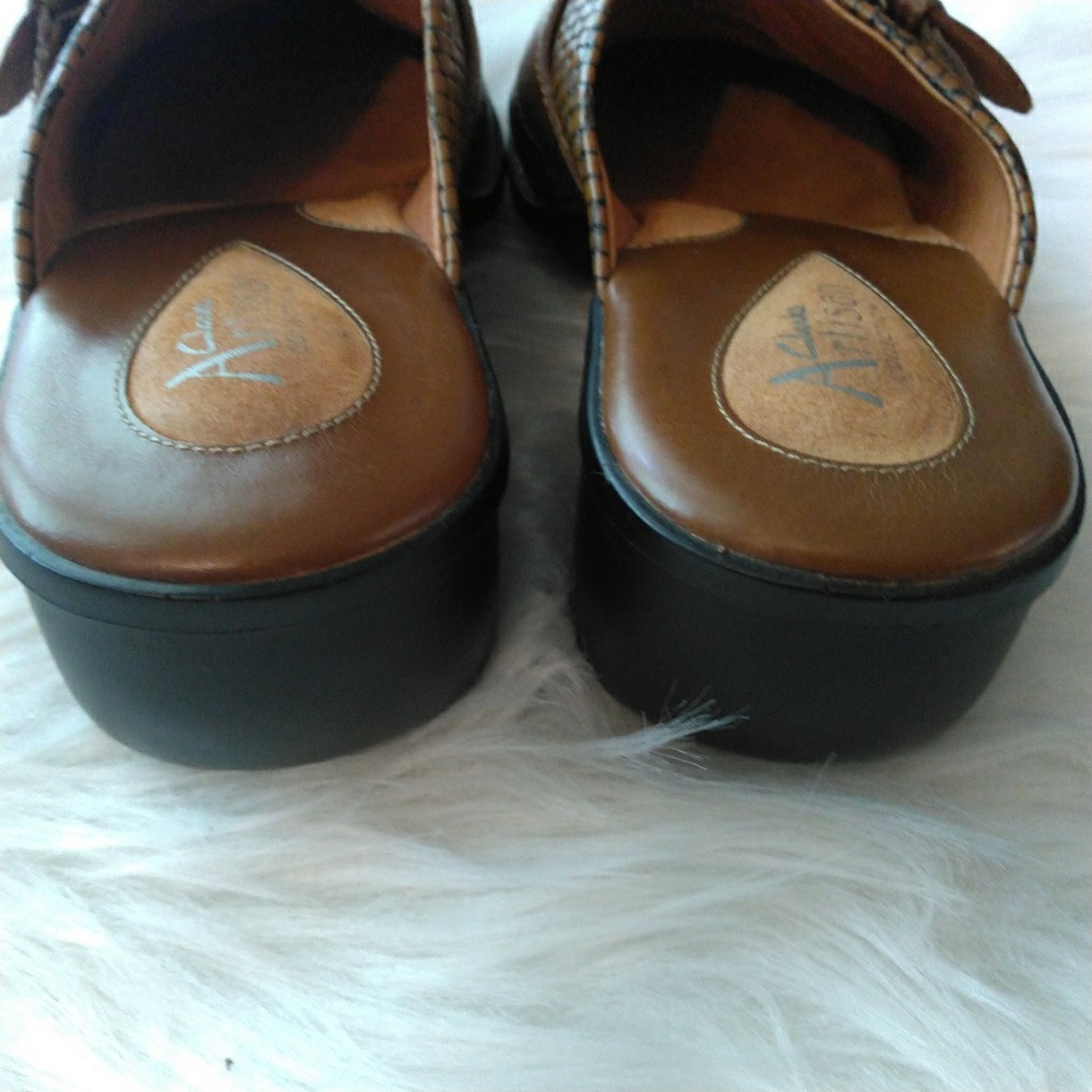 Clarks Artisan Leather Basket Weave Clogs 8.5M - Picture 4 of 8